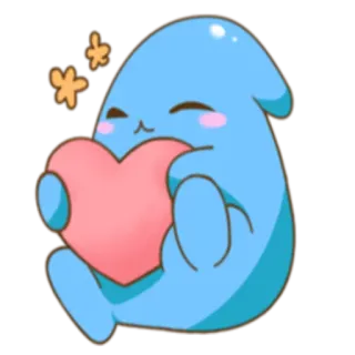 ❤️ imut, kawaii, hati, cinta, blob, stiker, biru whatsapp sticker