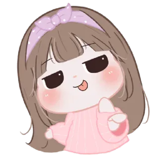 🐤 мультик, милый, девочка, стикер, розовый, бант telegram sticker