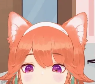 😷 Kiara Takanashi Аниме, Витубер, Hololive, Рыжие волосы, Кошачьи уши, Женский персонаж telegram sticker