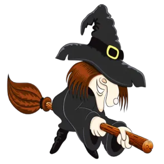 🚘 wiedźma, miotła, halloween, kreskówka, latający telegram sticker