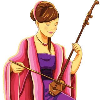 🎻 woman, music, erhu, instrument, traditional, asian telegram sticker