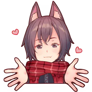 🤗 Anime, Cartone animato, Orecchie, Kawaii, Carino, Personaggio, Illustrazione telegram sticker