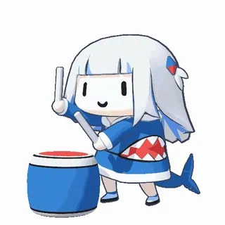 🥁 Gawr Gura anime, chibi, shark, vtuber, gawr gura, cartoon telegram sticker