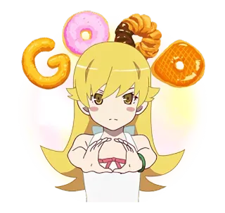 ⭕ Shinobu Oshino Monogatari 애니메이션, 도넛, 귀여운, 캐릭터, 음식, 모노가타리 telegram sticker