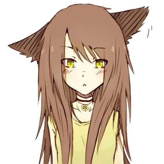 🙁 anime, catgirl, kawaii, manga, kemonomimi, girl, illustration telegram sticker
