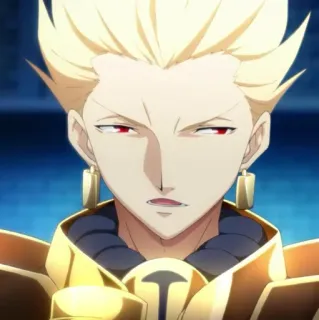 😒 Gilgamesh Fate/Zero Anime, Personagem, Dourado, Rei, Fate whatsapp sticker