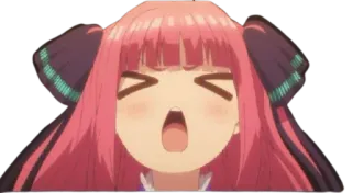 😫 Nino Nakano The Quintessential Quintuplets anime, cartoon, girl, Nino Nakano, The Quintessential Quintuplets, pink hair telegram sticker