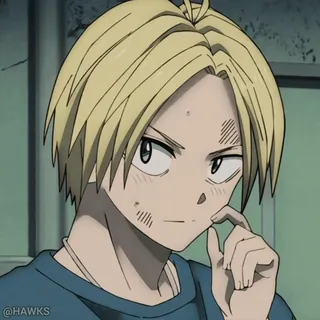 😅 anime, character, blond hair, male, illustration whatsapp sticker