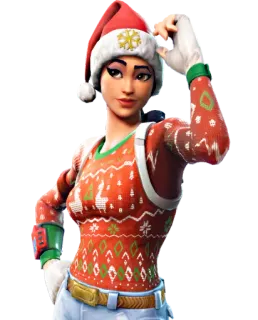 🤨 Trò chơi điện tử, Fortnite, Nhân vật, Giáng sinh, Mũ ông già Noel, Áo len telegram sticker