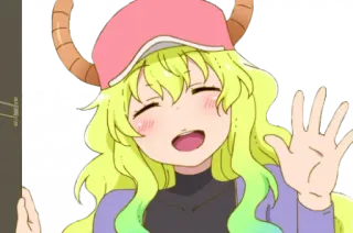 🥰 Lucoa Miss Kobayashi's Dragon Maid Anime, Draak, Lucoa, Miss Kobayashi's Dragon Maid, Zwaaien whatsapp sticker