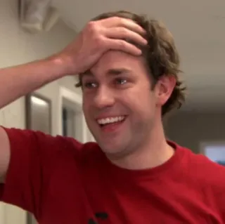 😍 Jim Halpert The Office drôle, série télé, facepalm, gêné, Jim Halpert, The Office, comédie telegram sticker