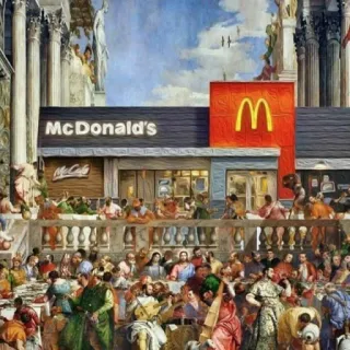 🏛 McDonald's McDonalds, Das letzte Abendmahl, Parodie, Fast Food, Restaurant, Kunst, Gemälde telegram sticker