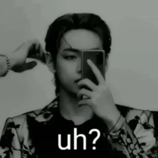 😈 uh? question, selfie, portrait, kpop, garçon, homme telegram sticker