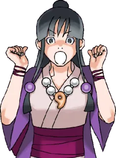😱 Maya Fey Ace Attorney zszokowana, anime, dziewczyna, przerażona, elf telegram sticker