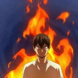 ⚫ аниме, огонь, Тобио Кагеяма, Haikyuu, мультфильм, портрет telegram sticker
