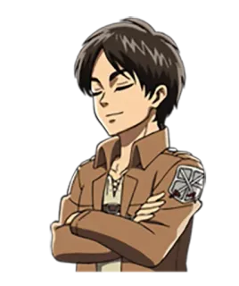 😊 Eren Yeager Attack on Titan Eren Yeager, Ataque dos Titãs, Anime, Personagem, Tropa de Exploração, Militar, Mangá telegram sticker