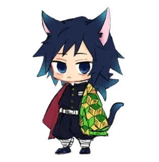 🌟 Giyu Tomioka Demon Slayer Anime, Chibi, Orejas de gato, Giyu Tomioka, Demon Slayer, Manga, Kawaii telegram sticker