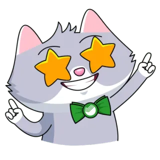 🤩 кот, звезды, галстук-бабочка, милый, животное telegram sticker