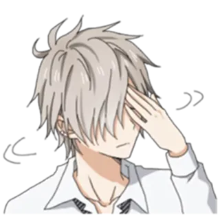 😑 anime, character, boy, covering eye, manga telegram sticker