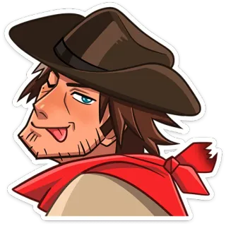 ⭐ Kowboj, Naklejka, Western, Kapelusz, Kreskówka, Postać telegram sticker