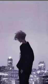 🖤 Anime, Paesaggio urbano, Silhouette, Notte, Urbano, Disegno telegram sticker