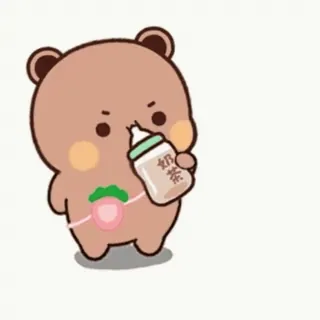 😠 奶茶 ours, thé au lait, boisson, mignon, dessin animé telegram sticker