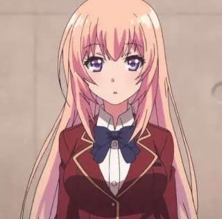 😯 Kei Karuizawa Classroom of the Elite anime, ragazza, capelli lunghi, Kei Karuizawa, Classroom of the Elite, uniforme scolastica, carina telegram sticker