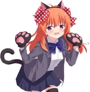 😸 Anime, Ragazza, Gatto, Orecchie, Kawaii, Carino, Cartone animato telegram sticker