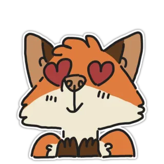 😍 rubah, hewan, cinta, hati, imut, kartun, stiker telegram sticker
