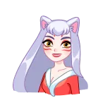 👌 애니메이션, 만화, 여우, 소녀, 귀여운, 귀, 빨간색 telegram sticker