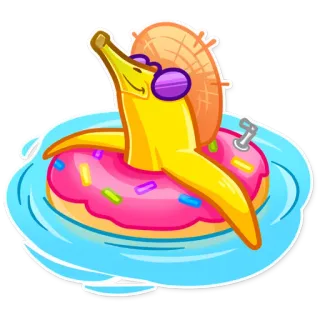 🏊 банан, пончик, надувной круг, бассейн, солнцезащитные очки, лето telegram sticker