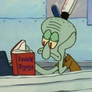 ⚓️ Squidward Tentacles Spongebob Squarepants Fashion Digest calamardo, livre, lecture, dessin animé telegram sticker