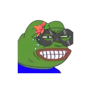 😂 pepe, katak, topeng, penyamaran, bunga whatsapp sticker