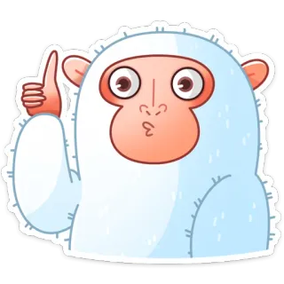 👍 monyet, kartun, binatang, lucu, imut, karakter, jempol, gestur telegram sticker