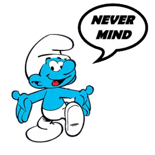 😸 Smurf NEVER MIND cartone animato, puffo, blu, non importa, camminare telegram sticker
