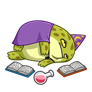 😵 frog, wizard, magic, book, potion, cartoon telegram sticker