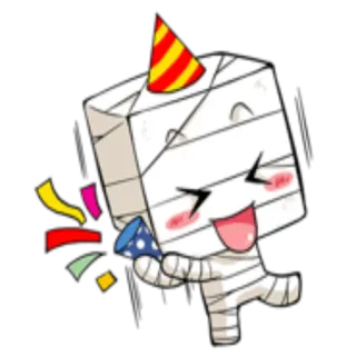 🎊 party, celebration, cartoon, confetti, mummy, cute telegram sticker