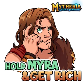 😏 Mytheria: Clash of Pantheons HOLD MYRA & GET RICH Spiel, Charakter, Mytheria, REICH WERDEN whatsapp sticker