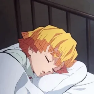 🖤 Zenitsu Agatsuma Demon Slayer Zenitsu, Demon Slayer, dormir, animé, personnage telegram sticker