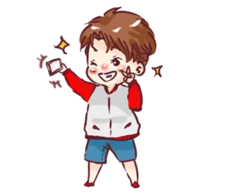 📸 cartoon, anime, character, peace sign, winking, cute, boy telegram sticker