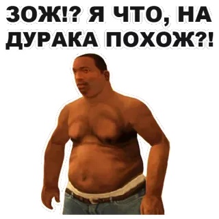 🍔 CJ Grand Theft Auto: San Andreas ЗОЖ!? Я ЧТО, НА ДУРАКА ПОХОЖ?! gta, cj, san andreas, game, karakter, stiker whatsapp sticker