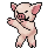🐖 Cerdo, Baile, Pixel art, Animal, Lindo whatsapp sticker