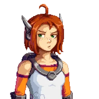 🙁 red hair, character, pixel art, girl, science fiction, freckles telegram sticker