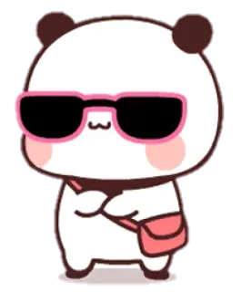 🍼 Panda, Mignon, Dessin animé, Lunettes de soleil, Kawaii, Personnage telegram sticker