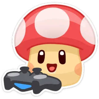 🍄 mushroom, game controller, cute, cartoon telegram sticker