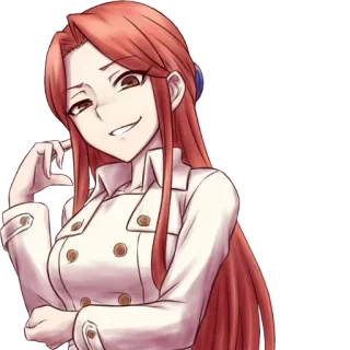 😋 アニメ, 漫画, 女の子, ニヤリ, ロングヘア, 邪悪, 女性 telegram sticker