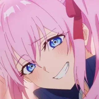 🍧 Anime, Cartoon, Pinke Haare, Mädchen, Süß, Lächelnd telegram sticker