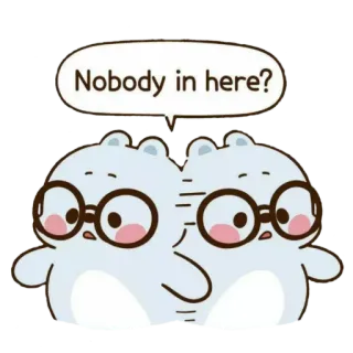 😮 Nobody in here? การ์ตูน, น่ารัก, สัตว์, แว่นตา, แฮมสเตอร์ telegram sticker