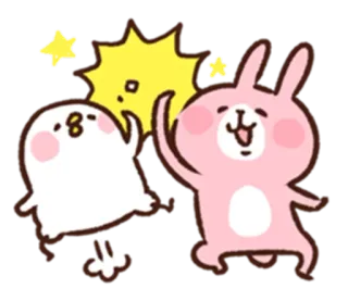 😝 토끼, 유령, 하이파이브, 별, 귀여운, 만화, 카와이 telegram sticker