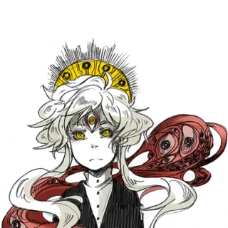☹️ effrayant, sinistre, animé, personnage, troisième œil, illustration telegram sticker